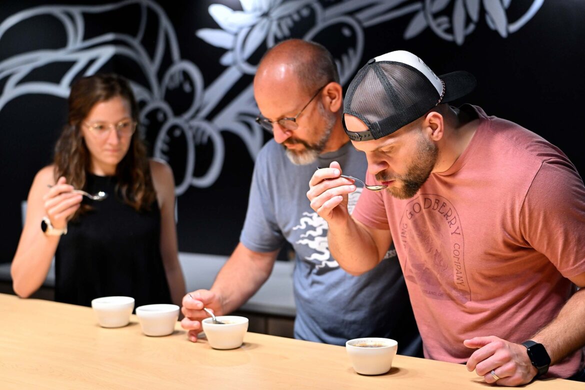 Pete And Doug Cooper tasting Goldberry Roasting third wave coffee